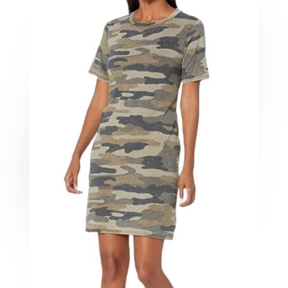 LUCKY BRAND~ Women’s Burnout Camo‎ Oversized Crewneck Relaxed T-Shirt Dress XS - Picture 1 of 9